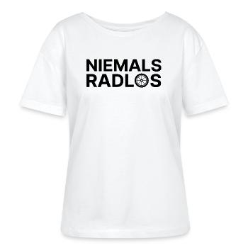 Niemals Radlos - Stanley/Stella Relaxed Rundhals Frauen Bio-T-Shirt SERENA - Weiß - Vorne - Anna (173cm)
