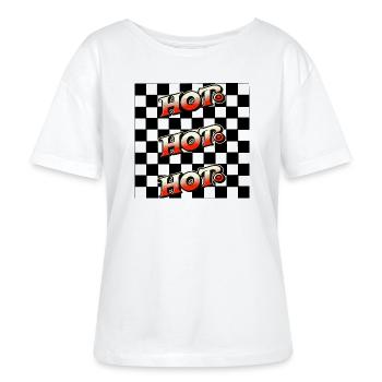 Retro-Pop-Art Design Schachbrettmuster HOT HOT HOT - Stanley/Stella Relaxed Rundhals Frauen Bio-T-Shirt SERENA - Weiß - Vorne - Anna (173cm)