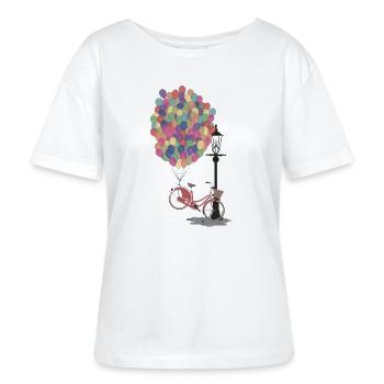 Love to Ride my Bike with Balloons - Stanley/Stella SERENA Relaxed Women’s Organic Round Neck T-shirt - white - Front - Anna (173cm)