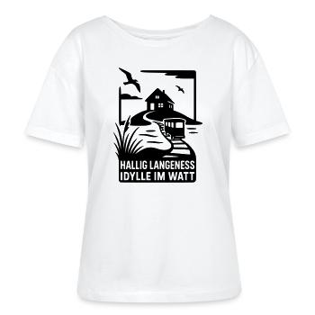 Hallig Langeneß - Stanley/Stella Relaxed Rundhals Frauen Bio-T-Shirt SERENA - Weiß - Vorne - Anna (173cm)