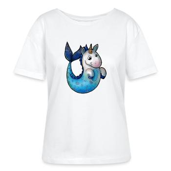 Einhornmeerjungfrau Comic - Stanley/Stella Relaxed Rundhals Frauen Bio-T-Shirt SERENA - Weiß - Vorne - Anna (173cm)