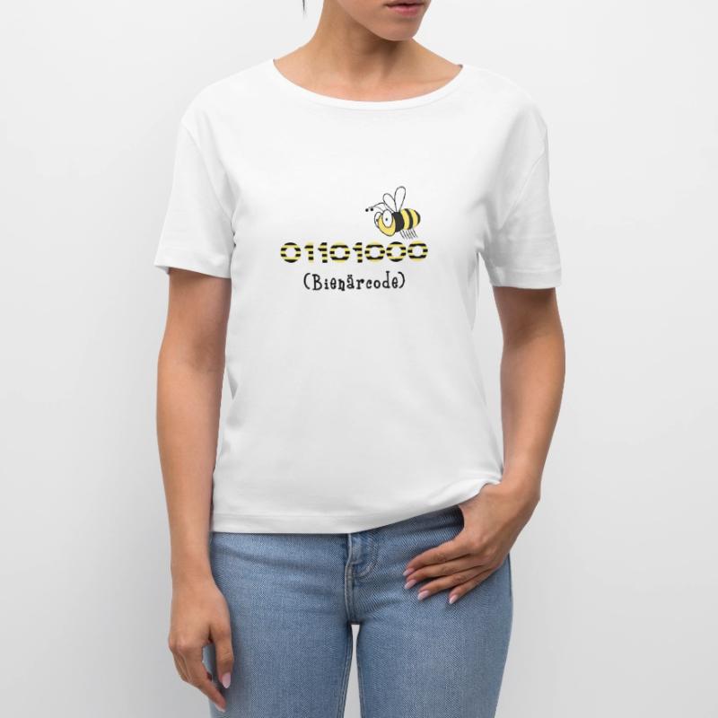 Binary code bee code computer science gift honey Stanley/Stella SERENA Relaxed Women’s Organic Round Neck T-shirt