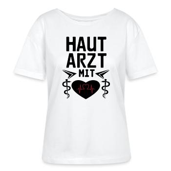Hautarzt mit Herz Geschenk - Stanley/Stella Relaxed Rundhals Frauen Bio-T-Shirt SERENA - Weiß - Vorne - Anna (173cm)