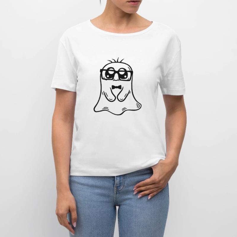 Friendly Nerd Ghost Comic Stanley/Stella SERENA Relaxed Women’s Organic Round Neck T-shirt