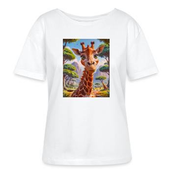 Animaux africains super mignons – Girafe - T-shirt bio à col rond SERENA Stanley/Stella Femme - blanc - Devant - Anna (173cm)