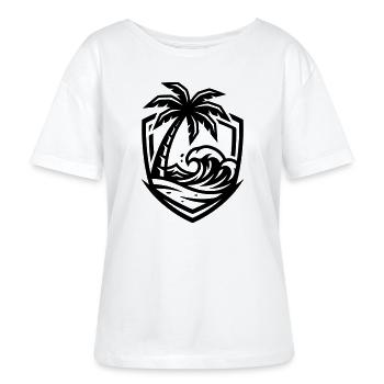 Palm Trees Beach Sea - Stanley/Stella SERENA Relaxed Women’s Organic Round Neck T-shirt - white - Front - Anna (173cm)