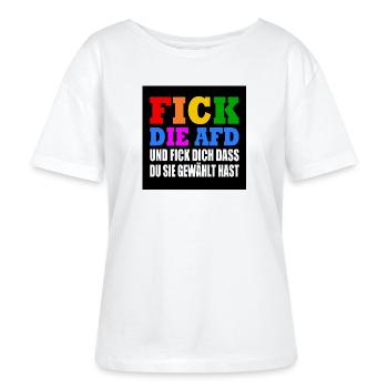 fick die afd und fick dich dass du sie gewählt has - Stanley/Stella Relaxed Rundhals Frauen Bio-T-Shirt SERENA - Weiß - Vorne - Anna (173cm)