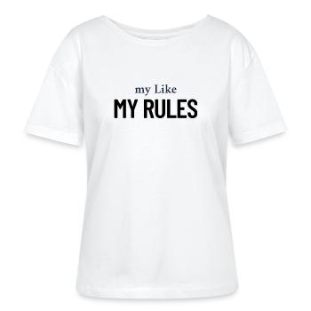 my Like my rules - Stanley/Stella Relaxed Rundhals Frauen Bio-T-Shirt SERENA - Weiß - Vorne - Anna (173cm)