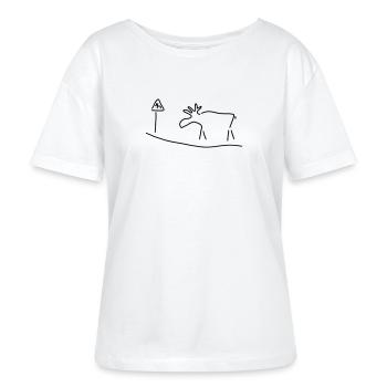 elch mit warnschild - Stanley/Stella Relaxed Rundhals Frauen Bio-T-Shirt SERENA - Weiß - Vorne - Anna (173cm)