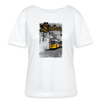 Lissabon Tram - Stanley/Stella Relaxed Rundhals Frauen Bio-T-Shirt SERENA - Weiß - Vorne - Anna (173cm)