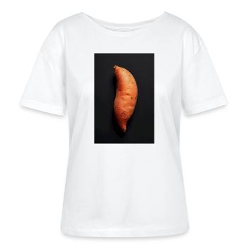 Patate douce noire sur fond noir - T-shirt bio à col rond SERENA Stanley/Stella Femme - blanc - Devant - Anna (173cm)