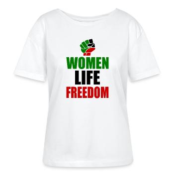 Women life freedom iran - Stanley/Stella SERENA Relaxed Women’s Organic Round Neck T-shirt - white - Front - Anna (173cm)