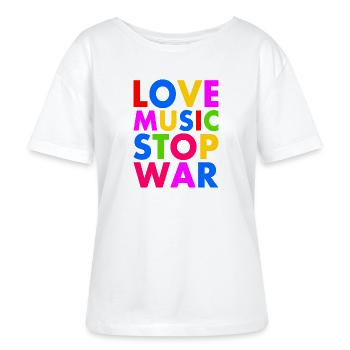 Love music stop war - T-shirt bio à col rond SERENA Stanley/Stella Femme - blanc - Devant - Anna (173cm)