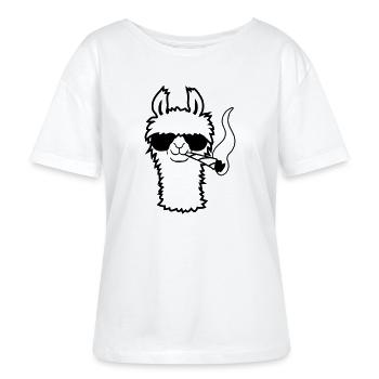 Lama Mit Joint - Stanley/Stella Relaxed Rundhals Frauen Bio-T-Shirt SERENA - Weiß - Vorne - Anna (173cm)