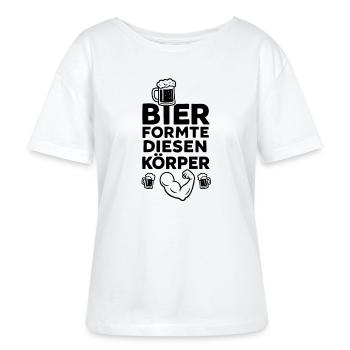 Bier formte diesen Körper - Stanley/Stella Relaxed Rundhals Frauen Bio-T-Shirt SERENA - Weiß - Vorne - Anna (173cm)
