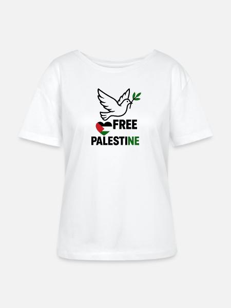 Free Palestine Dove - Stanley/Stella Relaxed Rundhals Frauen Bio-T-Shirt SERENA - Weiß