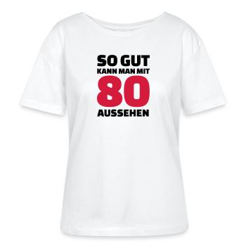 80 Geburtstag - Stanley/Stella Relaxed Rundhals Frauen Bio-T-Shirt SERENA - Weiß - Vorne - Anna (173cm)