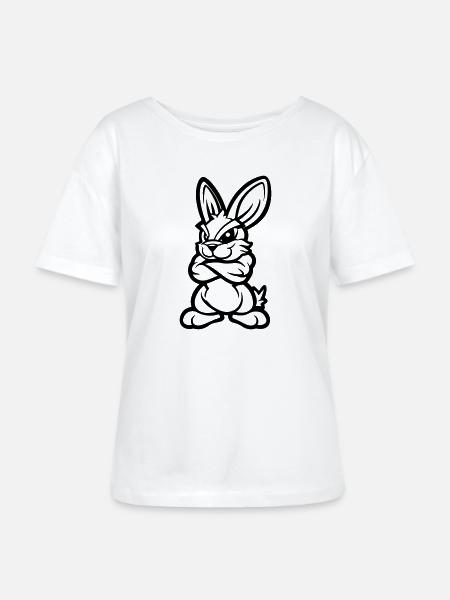 Hase Rabbit Comic - Stanley/Stella Relaxed Rundhals Frauen Bio-T-Shirt SERENA - Weiß