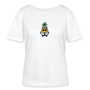 Ananas Gangster Mafia Kawaii Design - Stanley/Stella Relaxed Rundhals Frauen Bio-T-Shirt SERENA - Weiß - Vorne - Anna (173cm)