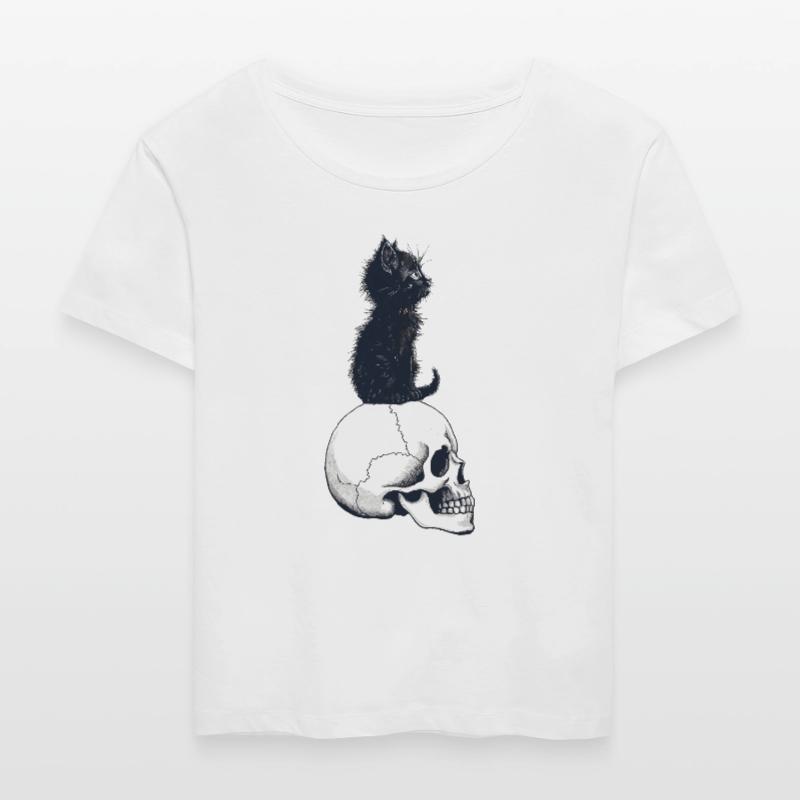 Cute kitten sitting on a skull Stanley/Stella SERENA Relaxed Women’s Organic Round Neck T-shirt