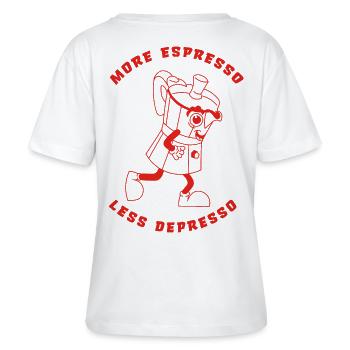 More Espresso Less Depresso red - Stanley/Stella Relaxed Rundhals Frauen Bio-T-Shirt SERENA - Weiß - Hinten - Anna (173cm)