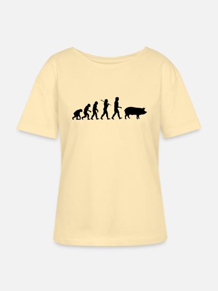 Evolution zum Schwein - Stanley/Stella Relaxed Rundhals Frauen Bio-T-Shirt SERENA - Creme