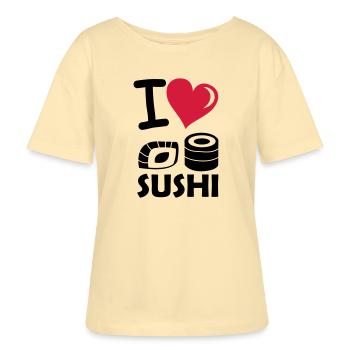 i_love_sushi - Stanley/Stella Relaxed Rundhals Frauen Bio-T-Shirt SERENA - Creme - Vorne - Anna (173cm)
