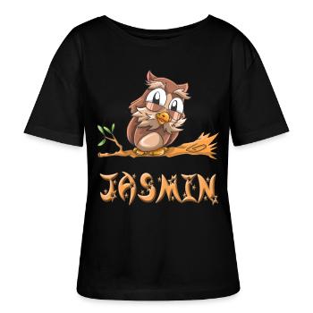 Eule Jasmin - Stanley/Stella Relaxed Rundhals Frauen Bio-T-Shirt SERENA - Schwarz - Vorne - Anna (173cm)