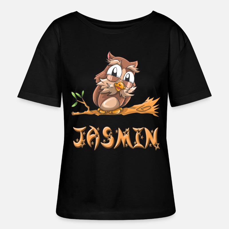 Eule Jasmin - Stanley/Stella Relaxed Rundhals Frauen Bio-T-Shirt SERENA - Schwarz