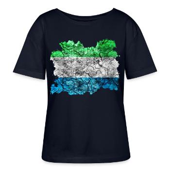 Sierra Leone Vintage Flagge - Stanley/Stella Relaxed Rundhals Frauen Bio-T-Shirt SERENA - Navy - Vorne - Anna (173cm)