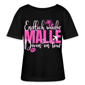 Mallorca Spruch Endlich Wieder Malle Diven On Tour - Stanley/Stella Relaxed Rundhals Frauen Bio-T-Shirt SERENA - Schwarz - Vorne - Anna (173cm)