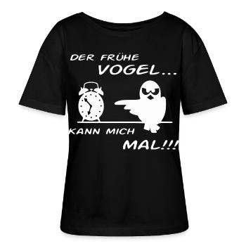 Der Frühe Vogel kann mich mal !!! - Stanley/Stella Relaxed Rundhals Frauen Bio-T-Shirt SERENA - Schwarz - Vorne - Anna (173cm)
