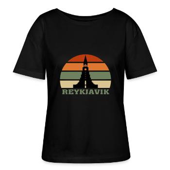Reykjavik City Skyline Islande Landmark - T-shirt bio à col rond SERENA Stanley/Stella Femme - noir - Devant - Anna (173cm)