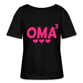 Oma hoch Drei - Dreifache Oma - Stanley/Stella Relaxed Rundhals Frauen Bio-T-Shirt SERENA - Schwarz - Vorne - Anna (173cm)