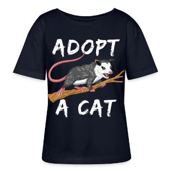 adopt a cat - Stanley/Stella SERENA Relaxed Women’s Organic Round Neck T-shirt - navy - Front - Anna (173cm)