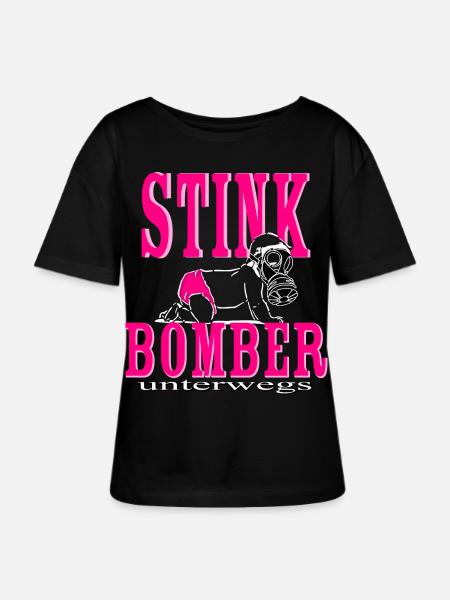 Baby Mädchen rosa Windel - Stinkbomber unterwegs - Stanley/Stella Relaxed Rundhals Frauen Bio-T-Shirt SERENA - Schwarz