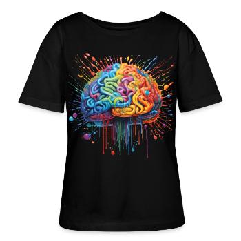Buntes kunstvolles Gehirn - ADHS, Autismus - Stanley/Stella Relaxed Rundhals Frauen Bio-T-Shirt SERENA - Schwarz - Vorne - Anna (173cm)