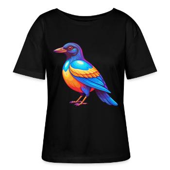 Elster Bunte Kawaii Cartoon Figur Vogel - Stanley/Stella Relaxed Rundhals Frauen Bio-T-Shirt SERENA - Schwarz - Vorne - Anna (173cm)