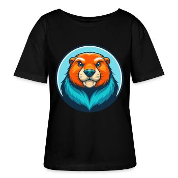 Marmot Cute Kawaii Cartoon Clipart Animal Pet Logo - Stanley/Stella SERENA Relaxed Women’s Organic Round Neck T-shirt - black - Front - Anna (173cm)