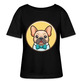 Anglo Francais De Petite Venerie Hunderasse-Cartoon - Stanley/Stella Relaxed Rundhals Frauen Bio-T-Shirt SERENA - Schwarz - Vorne - Anna (173cm)