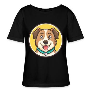 Slovensky Kopov Hunderasse Cartoon Kawaii Clipart - Stanley/Stella Relaxed Rundhals Frauen Bio-T-Shirt SERENA - Schwarz - Vorne - Anna (173cm)
