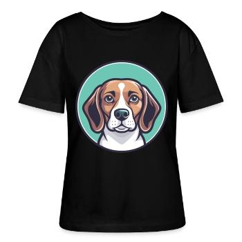 Beagle Harrier Chien Race Dessin animé Kawaii Clipart - T-shirt bio à col rond SERENA Stanley/Stella Femme - noir - Devant - Anna (173cm)