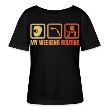 Routine du week-end de soudeur - T-shirt bio à col rond SERENA Stanley/Stella Femme - noir - Devant - Anna (173cm)