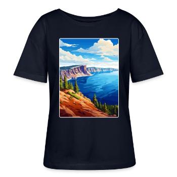 Affiche de voyage souvenir du parc national du lac Crater - T-shirt bio à col rond SERENA Stanley/Stella Femme - marine - Devant - Anna (173cm)