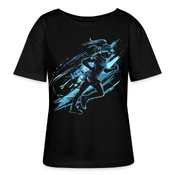Läuferin Grafik - Stanley/Stella Relaxed Rundhals Frauen Bio-T-Shirt SERENA - Schwarz - Vorne - Anna (173cm)