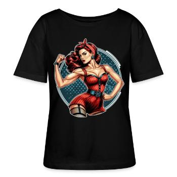 Starke Selbstbewusste Frau Rockabilly Geschenk - Stanley/Stella Relaxed Rundhals Frauen Bio-T-Shirt SERENA - Schwarz - Vorne - Anna (173cm)