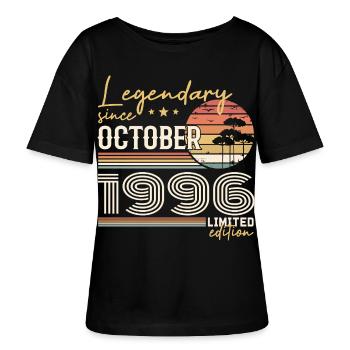 Oktober 1996 Geschenk - Genial seit Oktober 1996 - Stanley/Stella Relaxed Rundhals Frauen Bio-T-Shirt SERENA - Schwarz - Vorne - Anna (173cm)
