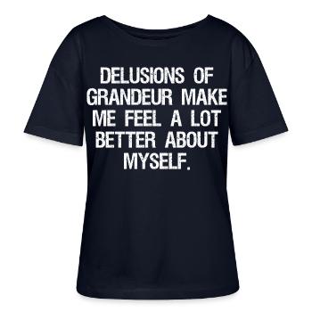 La folie des grandeurs me fait me sentir beaucoup mieux - T-shirt bio à col rond SERENA Stanley/Stella Femme - marine - Devant - Anna (173cm)