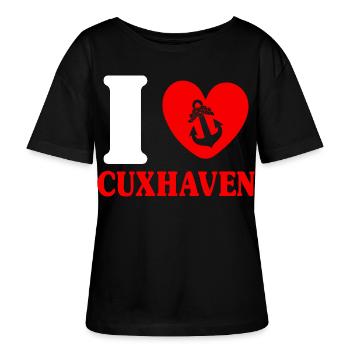 Nordsee Urlaub I LOVE CUXHAVEN Lustig - Stanley/Stella Relaxed Rundhals Frauen Bio-T-Shirt SERENA - Schwarz - Vorne - Anna (173cm)