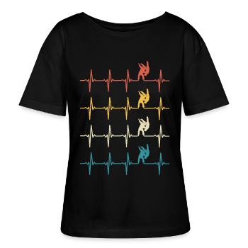 Judo Retro Heartbeat Judo  - T-shirt bio à col rond SERENA Stanley/Stella Femme - noir - Devant - Anna (173cm)